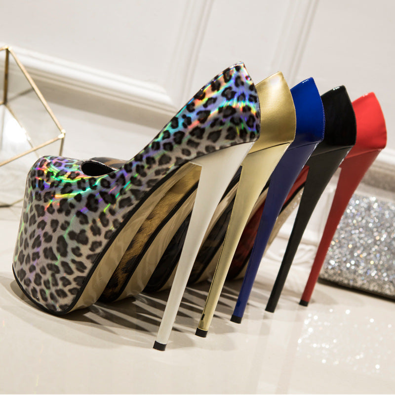 Super High Stiletto Gradient Leopard Print High Heels