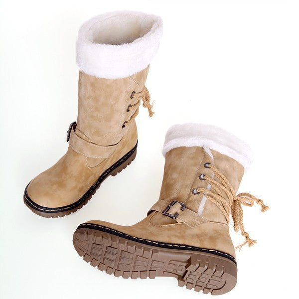 Women's plus size thick fur snow boots
