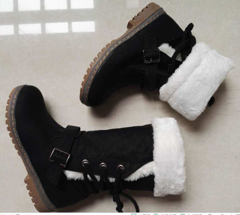 Women's plus size thick fur snow boots