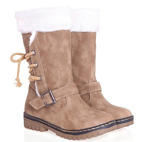 Women's plus size thick fur snow boots