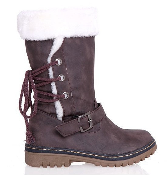 Women's plus size thick fur snow boots
