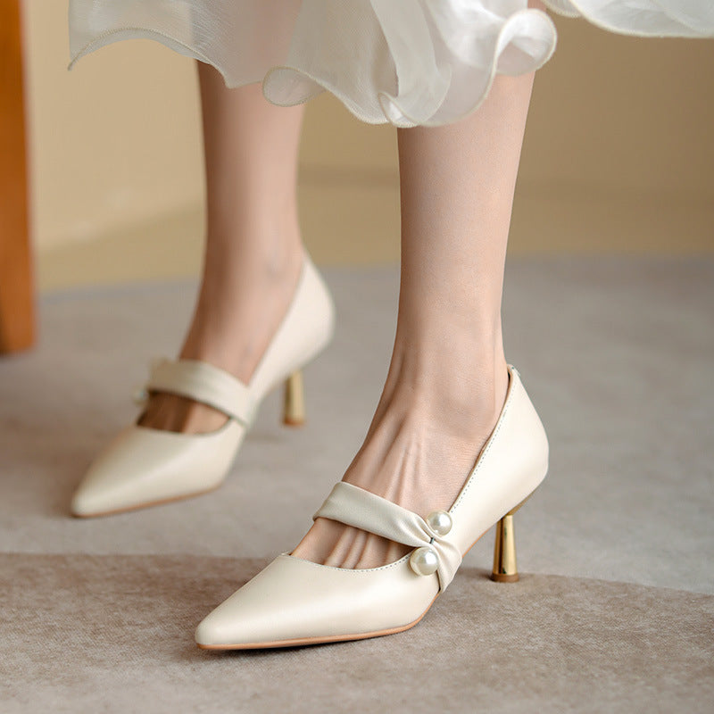 White High Heels Women's Pointed Toe High-end Niche