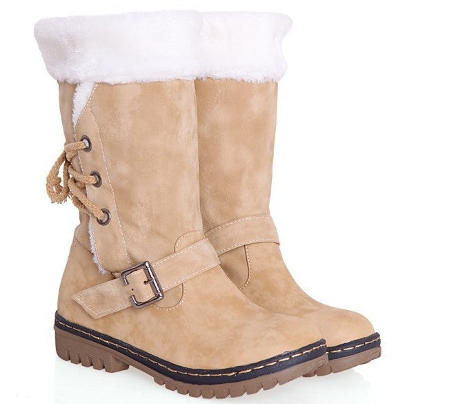 Women's plus size thick fur snow boots