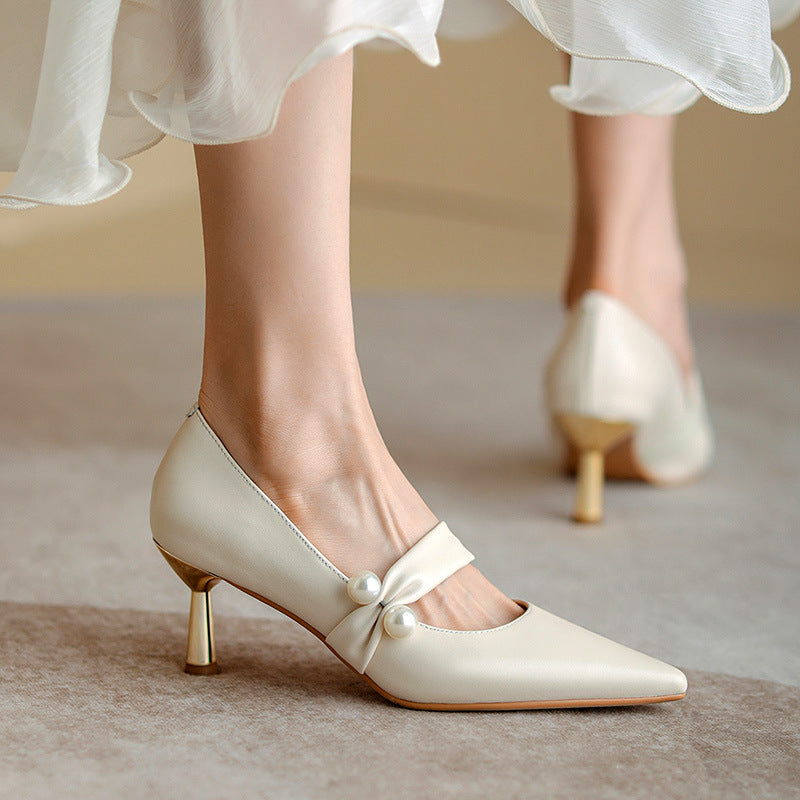 White High Heels Women's Pointed Toe High-end Niche